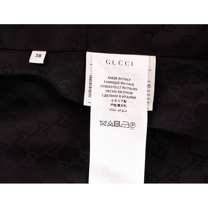 sz 58 NEW $3,400 GUCCI Men's Black Nylon KNIGHT LOGO Down Filled PUFFER JACKET