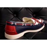 11.5G 12 NEW $890 GUCCI Men's Red White Blue GG Embossed Riverside BOAT LOAFERS