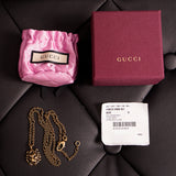 NEW $495 GUCCI Lion Head Aged Gold Tone Brass Pendent NECKLACE NIB BOX & POUCH