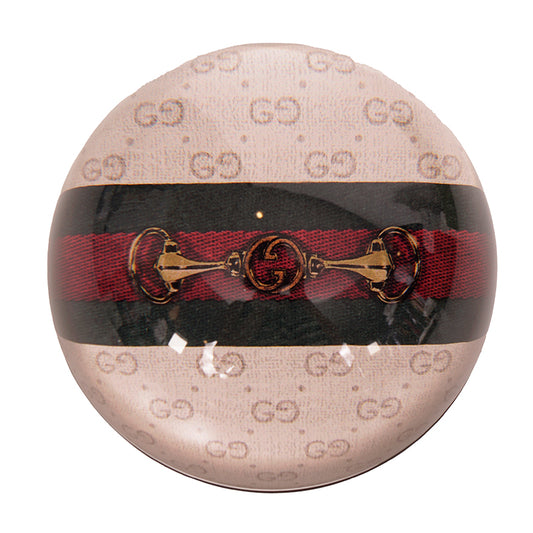 NEW $290 GUCCI Glass Dome Classic Vintage GG & HORSEBIT LOGO Print PAPERWEIGHT