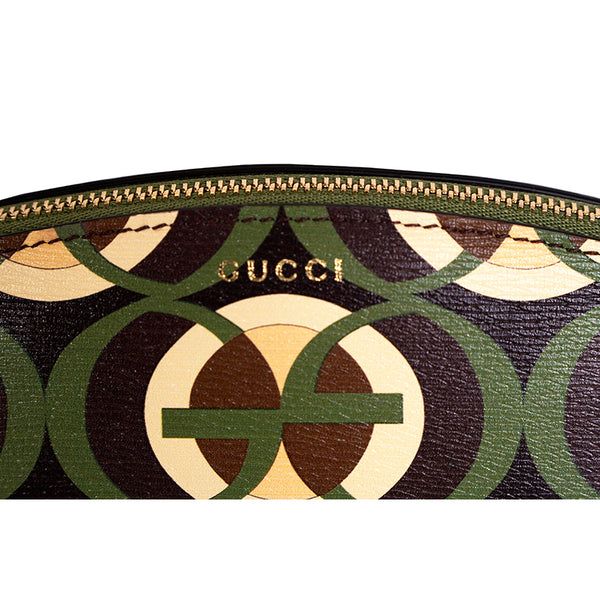 NEW $410 GUCCI Green Brown Black Demetra MOD GG Cascade Pencil CASE TRAVEL POUCH