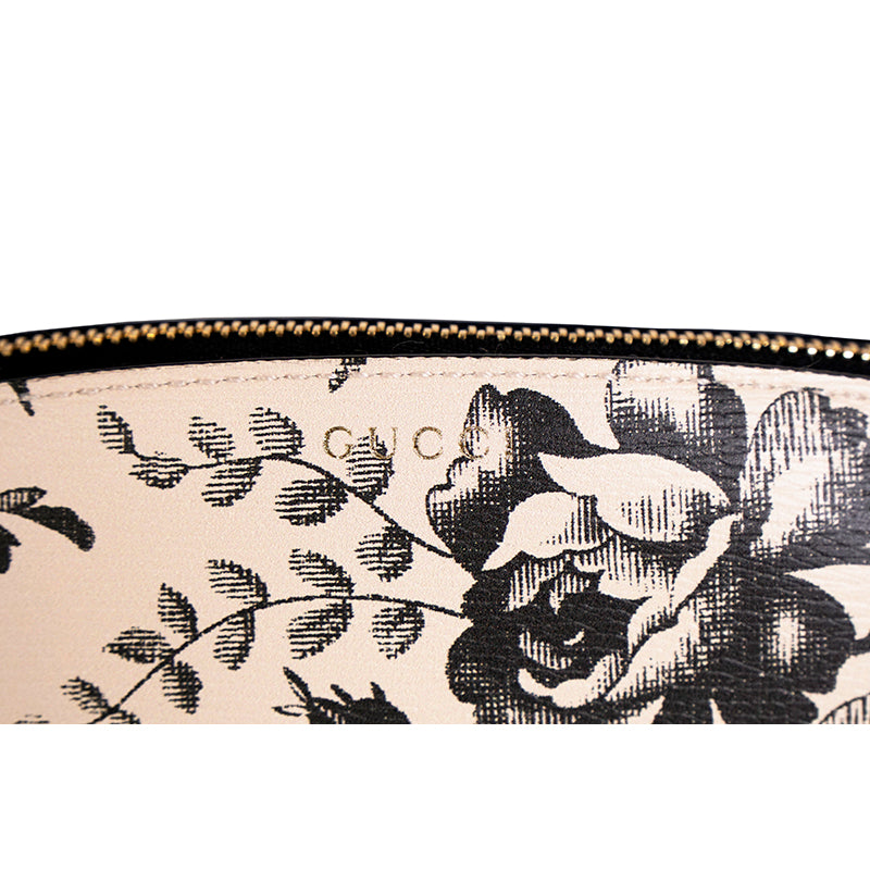 NEW $410 GUCCI Black & Ivory Herbarium FLORA FLORAL Pencil CASE TRAVEL POUCH NIB