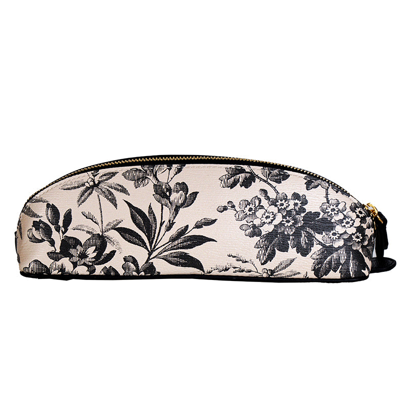 NEW $410 GUCCI Black & Ivory Herbarium FLORA FLORAL Pencil CASE TRAVEL POUCH NIB