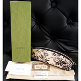 NEW $410 GUCCI Black & Ivory Herbarium FLORA FLORAL Pencil CASE TRAVEL POUCH NIB