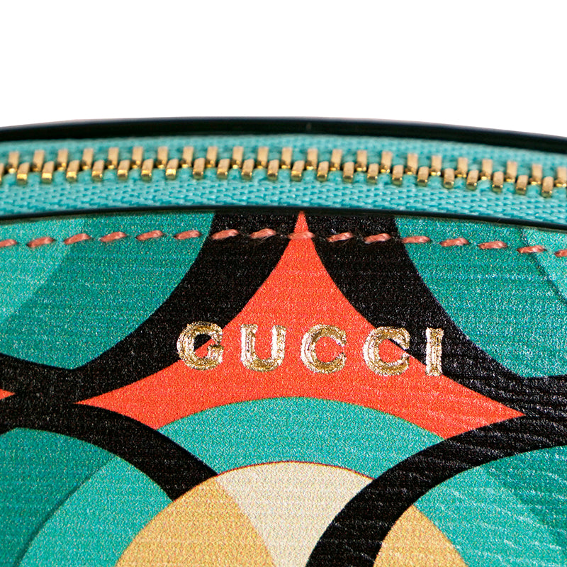 NEW $410 GUCCI Aqua Pink Black Demetra MOD GG Cascade Pencil CASE TRAVEL POUCH