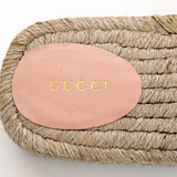 37.5 NEW $660 GUCCI Gold Leather LOGO GG Interlocking Cut Out ESPADRILLE SANDALS