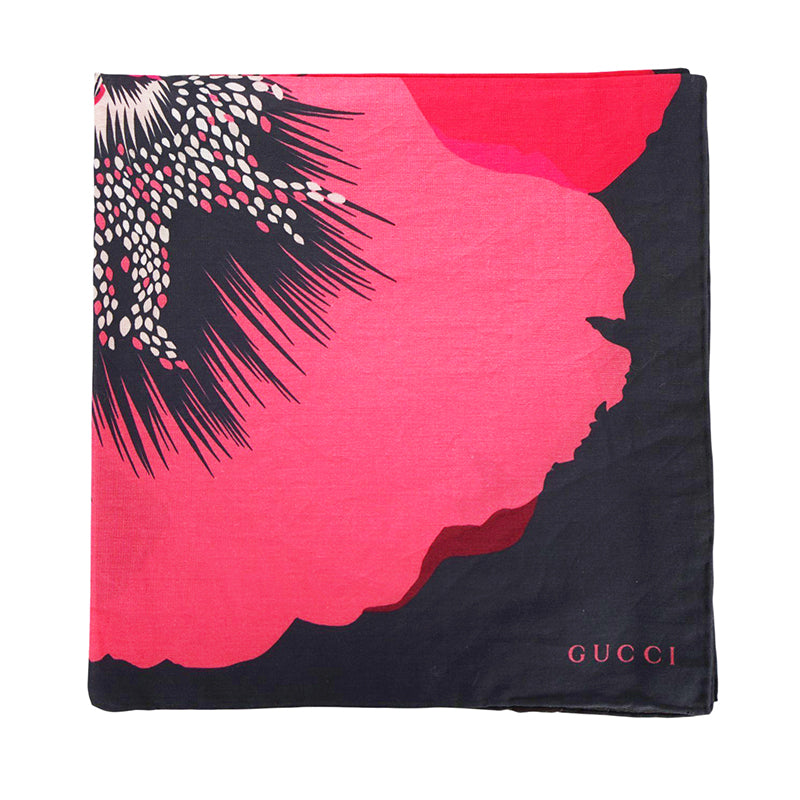 NEW $595 GUCCI Cotton FLORA FLORAL PRINT Handkerchief SET 3 POCKET SQUARE SCARF