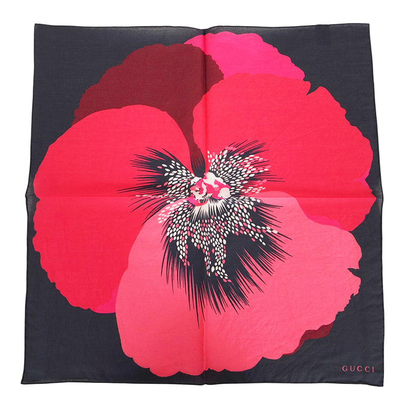NEW $595 GUCCI Cotton FLORA FLORAL PRINT Handkerchief SET 3 POCKET SQUARE SCARF