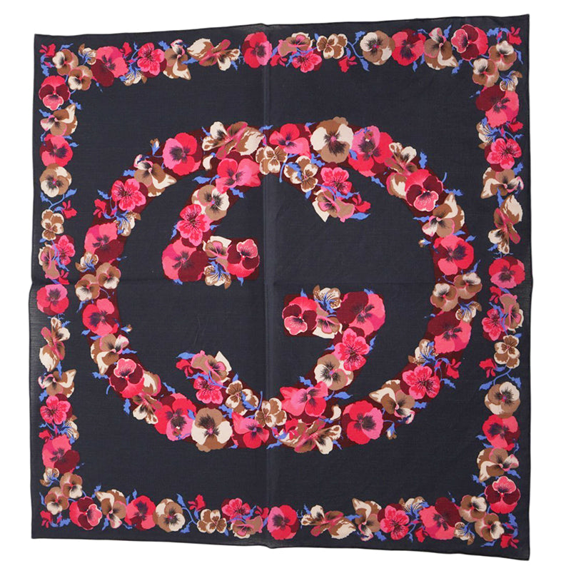 NEW $595 GUCCI Cotton FLORA FLORAL PRINT Handkerchief SET 3 POCKET SQUARE SCARF