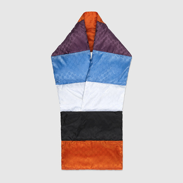 NEW $1,190 GUCCI Lucy Color Block NYLON GG LOGO Cashmere-Filled SPORTY SCARF