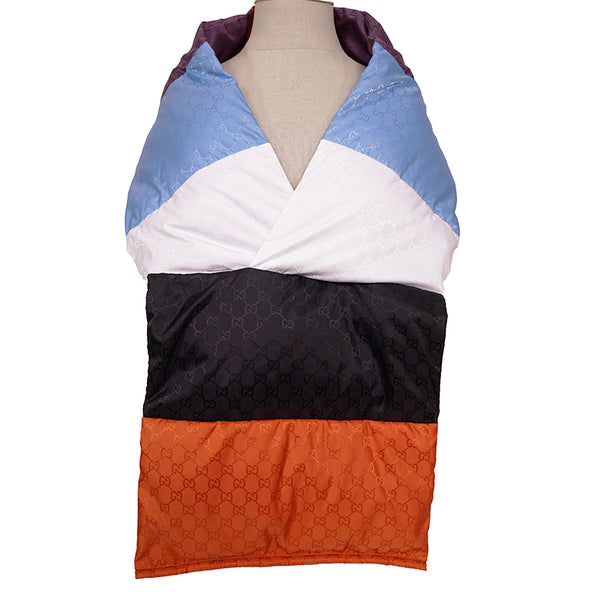 NEW $1,190 GUCCI Lucy Color Block NYLON GG LOGO Cashmere-Filled SPORTY SCARF