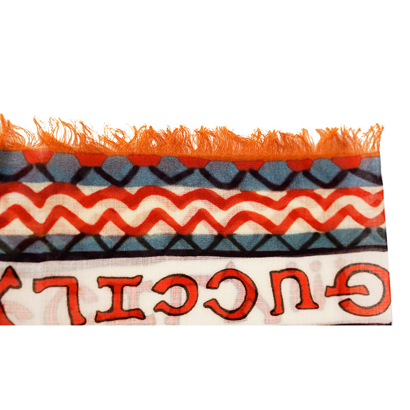 NEW $390 GUCCI Red White GINGHAM Louis Wain CAT READING BOOKS Cartoon Modal SCARF