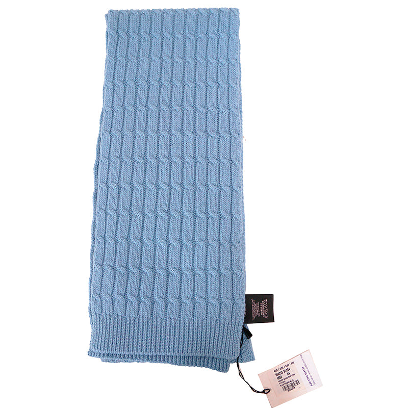 NEW $495 GUCCI Sky Blue Metallic Wool Cashmere Blend CABLE KNIT 87" Long SCARF