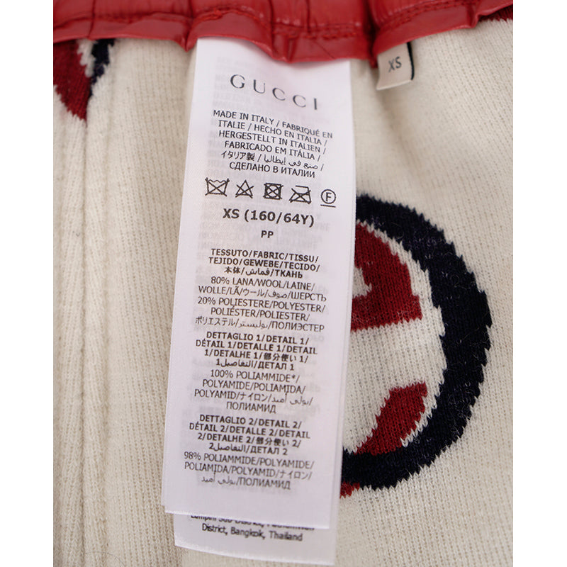 sz XS NEW $1,350 GUCCI Ivory Red GG Wool-Blend Fleece Jacquard SPORTY Mini SKIRT