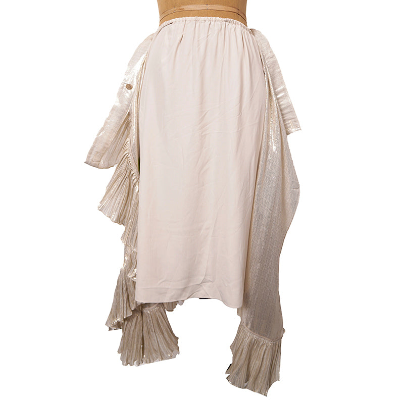 sz XS NEW $2800 GUCCI Gold Silk Ruffled Metallic GG RABBIT LUNAR YEAR Wrap SKIRT