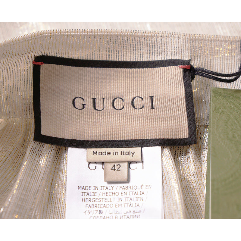 sz XS NEW $2800 GUCCI Gold Silk Ruffled Metallic GG RABBIT LUNAR YEAR Wrap SKIRT