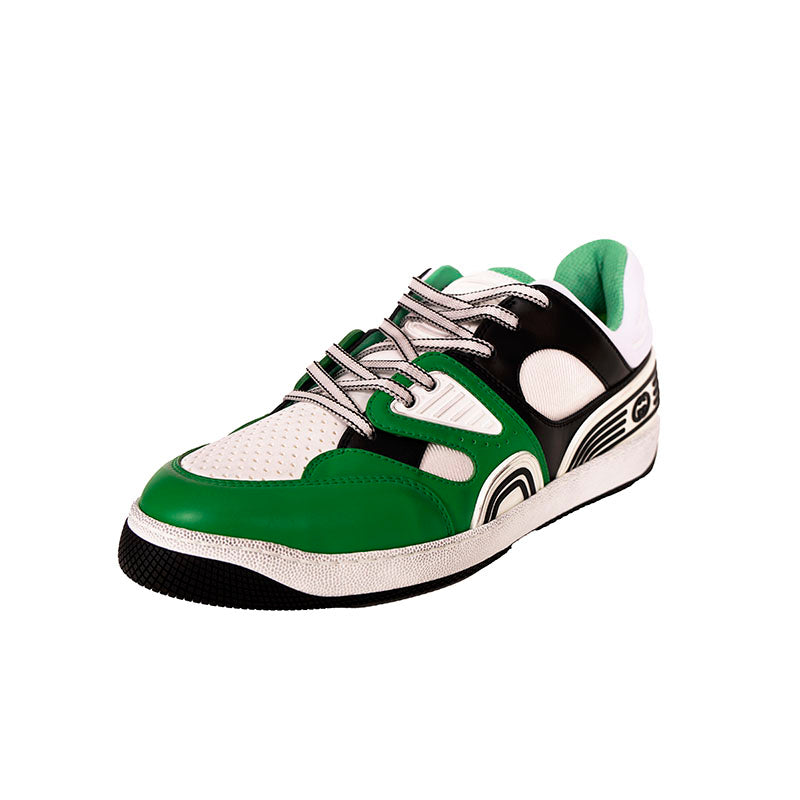 12 NEW $950 GUCCI Mens White Green GG Demetra Basket Distressed Low-Top SNEAKERS