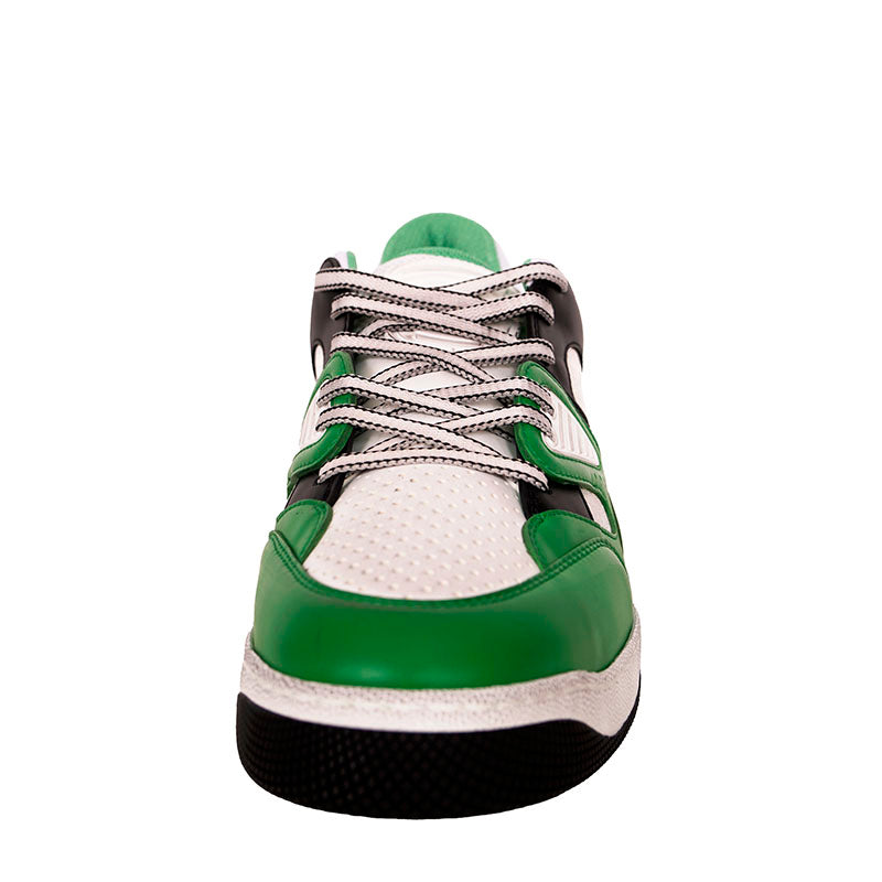 12 NEW $950 GUCCI Mens White Green GG Demetra Basket Distressed Low-Top SNEAKERS