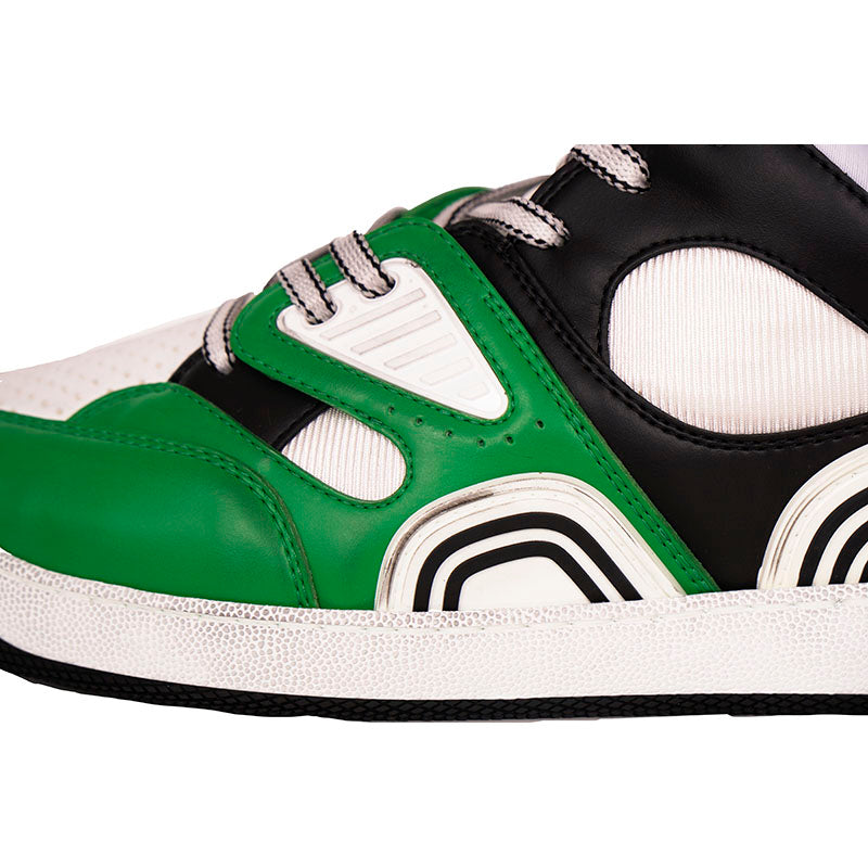 12 NEW $950 GUCCI Mens White Green GG Demetra Basket Distressed Low-Top SNEAKERS