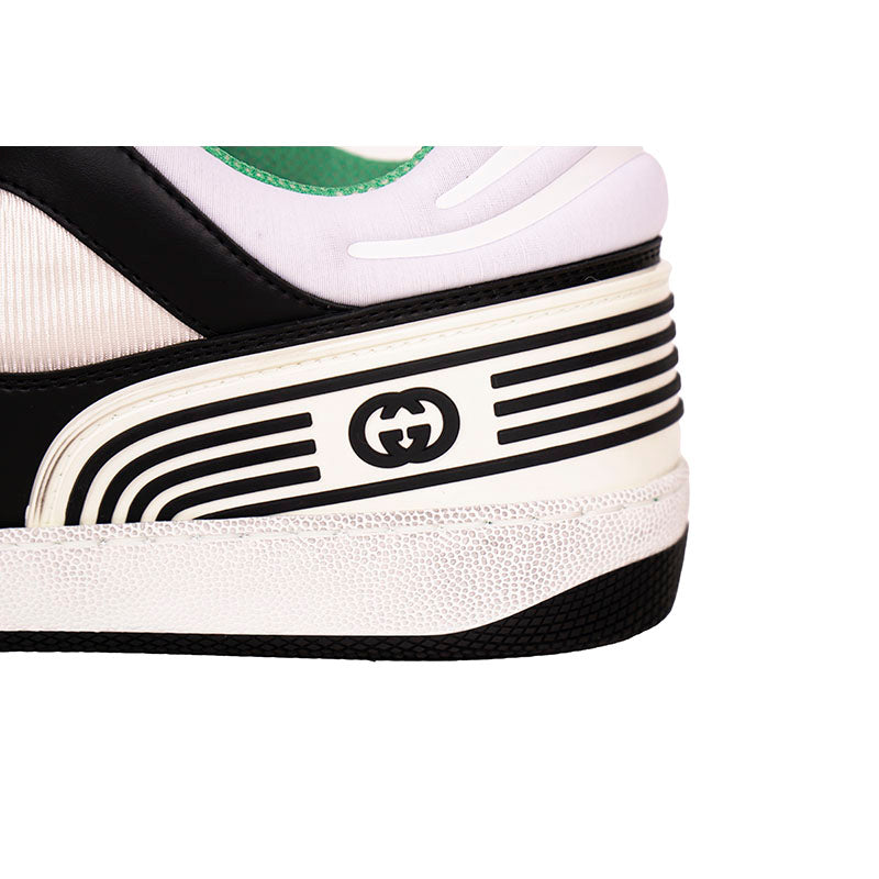 12 NEW $950 GUCCI Mens White Green GG Demetra Basket Distressed Low-Top SNEAKERS