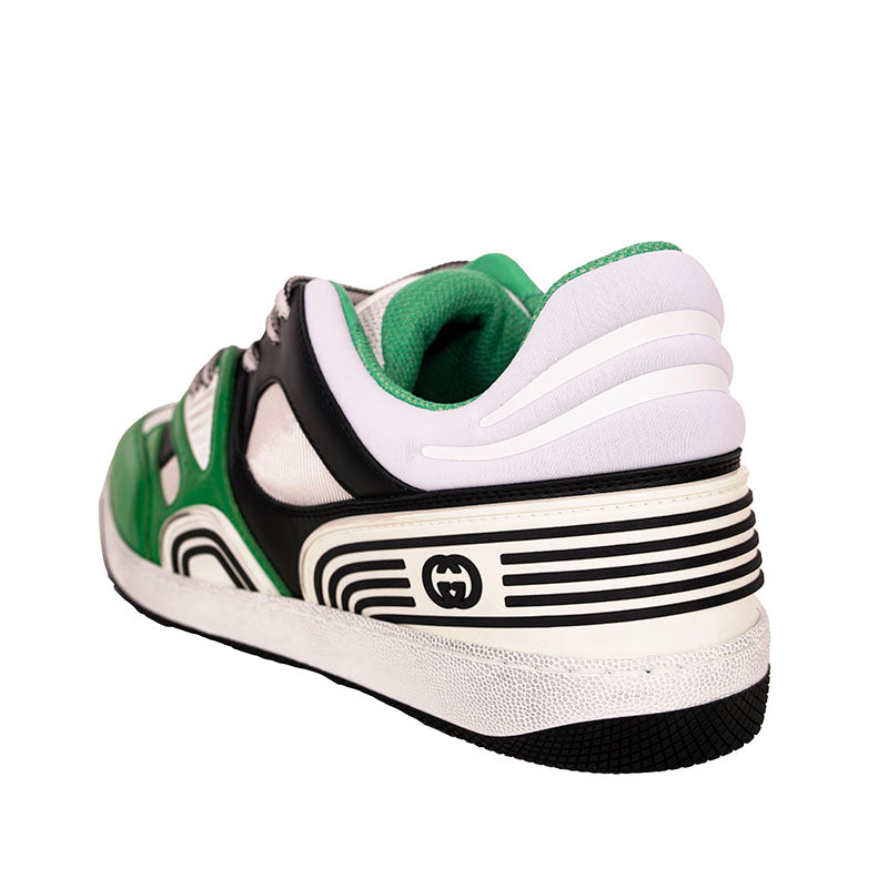 12 NEW $950 GUCCI Mens White Green GG Demetra Basket Distressed Low-Top SNEAKERS