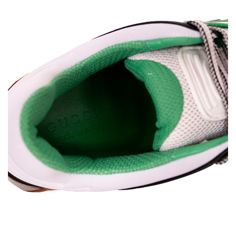 12 NEW $950 GUCCI Mens White Green GG Demetra Basket Distressed Low-Top SNEAKERS