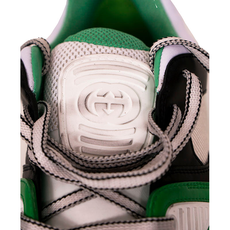 12 NEW $950 GUCCI Mens White Green GG Demetra Basket Distressed Low-Top SNEAKERS