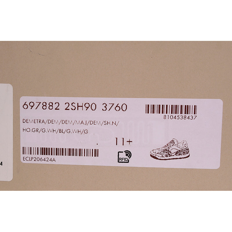 12 NEW $950 GUCCI Mens White Green GG Demetra Basket Distressed Low-Top SNEAKERS