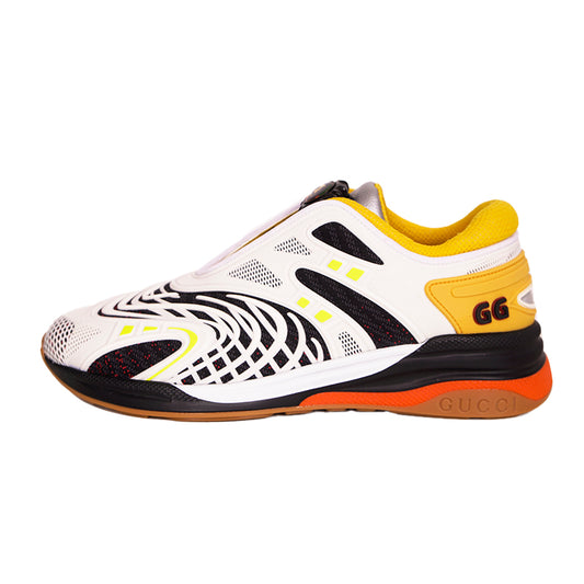 37 NEW $890 GUCCI Woman's White Yellow ULTRAPACE R Trainer GG Logo SNEAKERS NIB