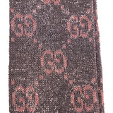 S NEW $290 GUCCI Woman's Gray w/ PINK GG Logo Lame' Cotton Calf SOCKS & DUSTBAG