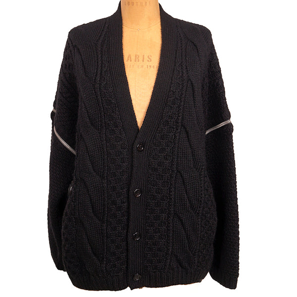 XS NEW $1900 GUCCI Men Chunky Cable Knit REMOVABLE SLEEVES Wool SWEATER CARDIGAN