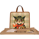 NEW GUCCI JUNIOR Coated Canvas LOUIS WAIN CAT KITTEN Winking Open Tote BAG NWT