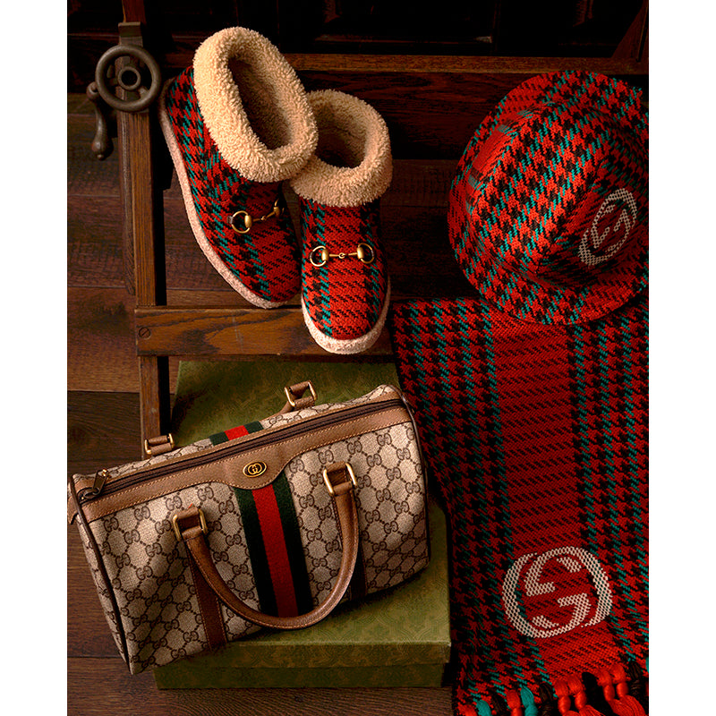 1980 VINTAGE GUCCI Coated Canvas Supreme GG LOGO & Leather Web Sherry BOSTON BAG