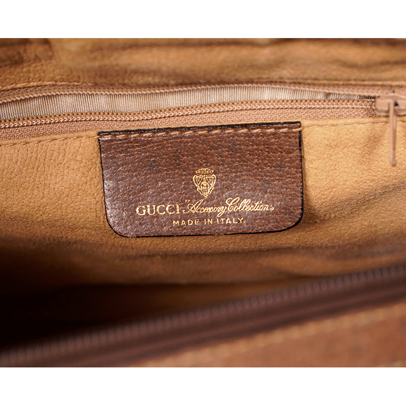1980 VINTAGE GUCCI Coated Canvas Supreme GG LOGO & Leather Web Sherry BOSTON BAG