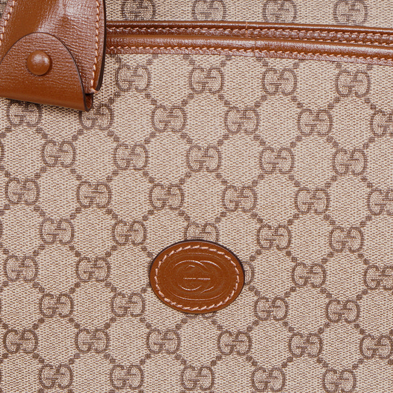 NEW $3980 GUCCI Brown GG Coated Canvas Leather Trim GARMENT BAG HANGER LOCK KEY