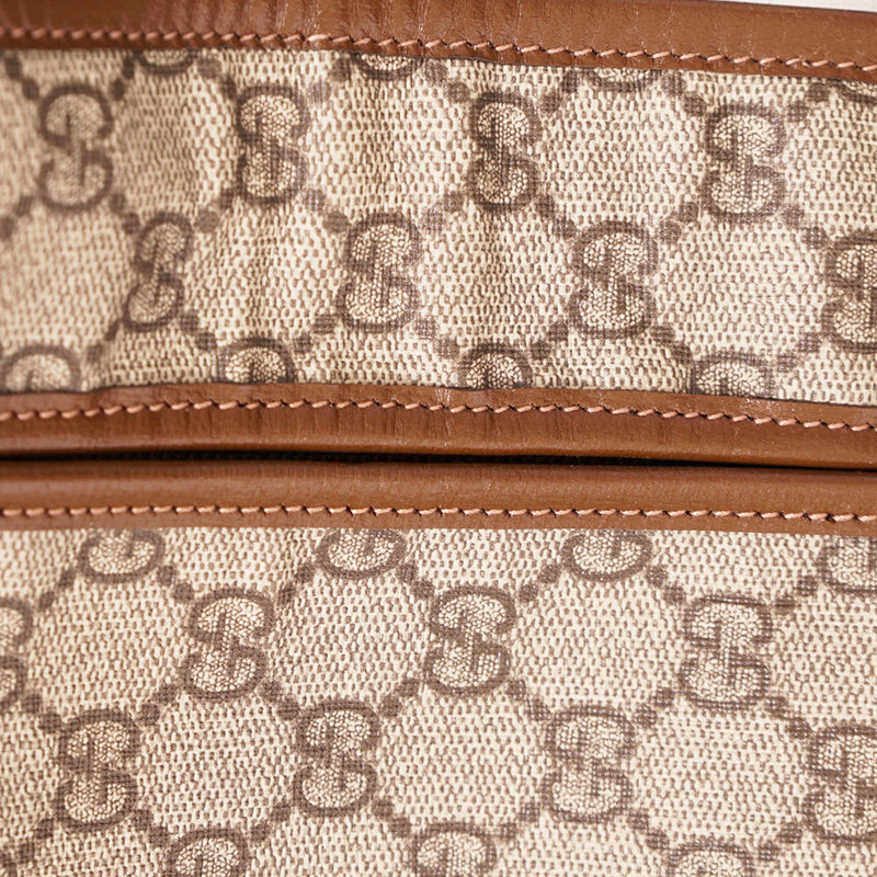 NEW $3980 GUCCI Brown GG Coated Canvas Leather Trim GARMENT BAG HANGER LOCK KEY