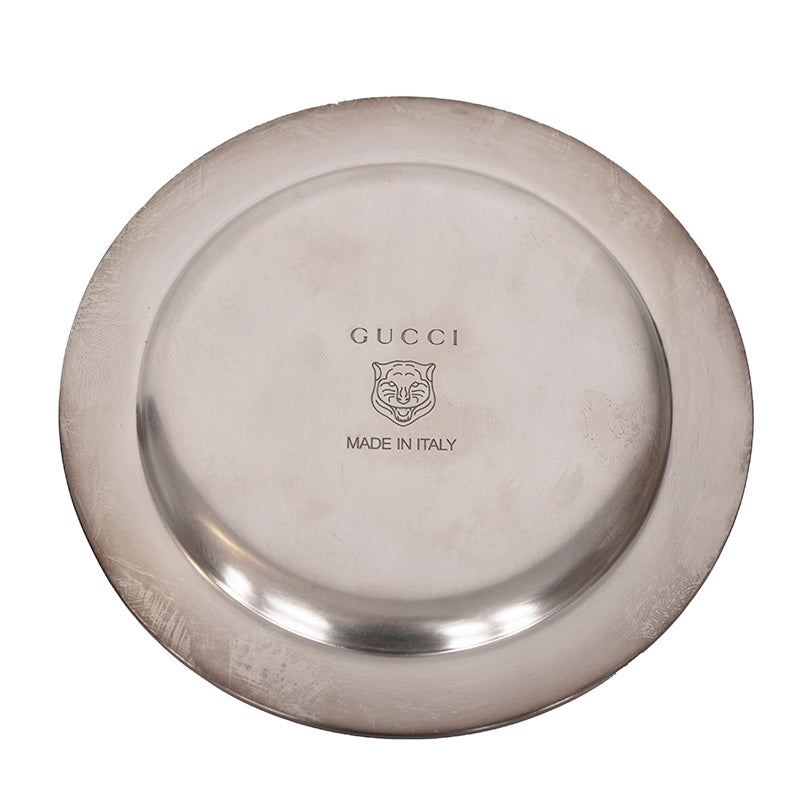 NEW $360 GUCCI Silver Tone Brass LOGO BEE Metal Incense Burner TRINKET PLATE