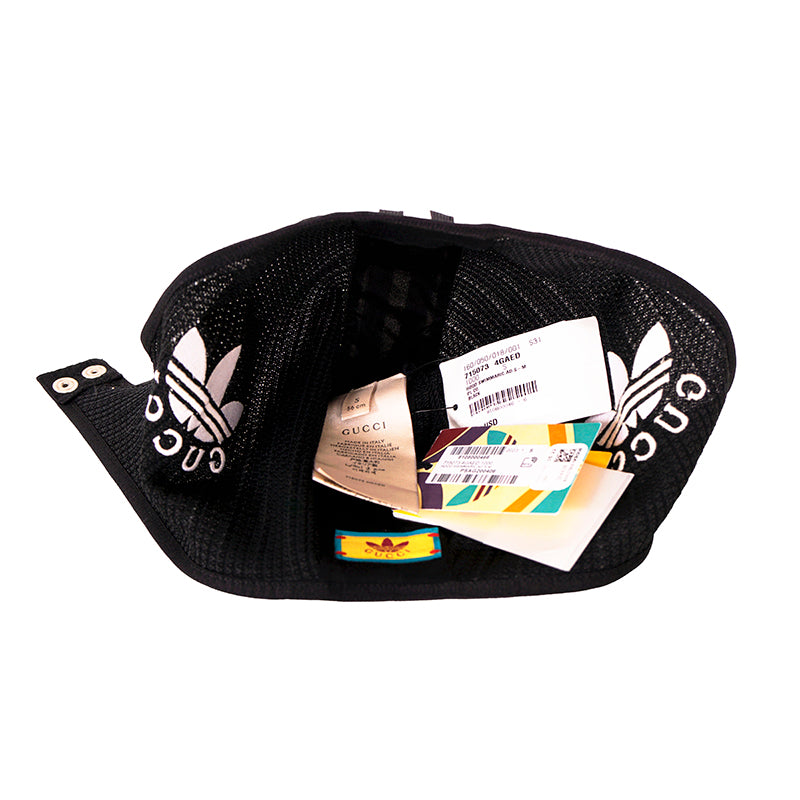 sz S NEW $450 GUCCI x ADIDAS Black Knit LOGO Swimming Hood Style Balaclava HAT