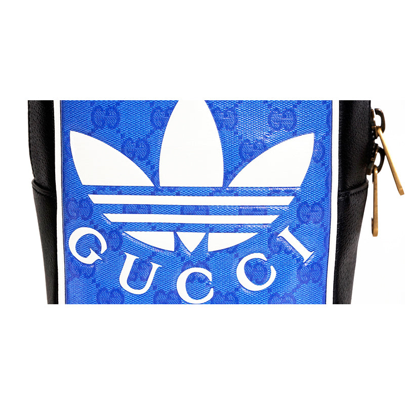 NEW $2025 GUCCI x ADIDAS Blue GG Supreme Crystal Coated Canvas Top Handle BAG