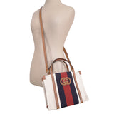 NEW $1800 GUCCI Ivory Canvas GG LEATHER Interlocking LOGO 2 WAY TOTE BAG 727735