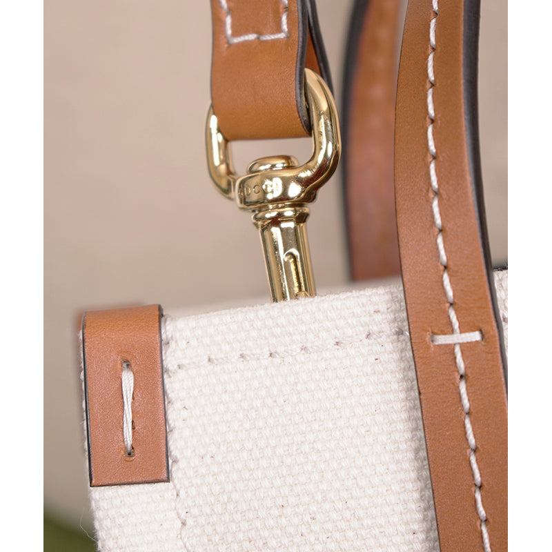 NEW $1800 GUCCI Ivory Canvas GG LEATHER Interlocking LOGO 2 WAY TOTE BAG 727735