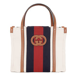 NEW $1800 GUCCI Ivory Canvas GG LEATHER Interlocking LOGO 2 WAY TOTE BAG 727735