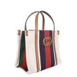 NEW $1800 GUCCI Ivory Canvas GG LEATHER Interlocking LOGO 2 WAY TOTE BAG 727735