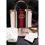 NEW $1800 GUCCI Ivory Canvas GG LEATHER Interlocking LOGO 2 WAY TOTE BAG 727735