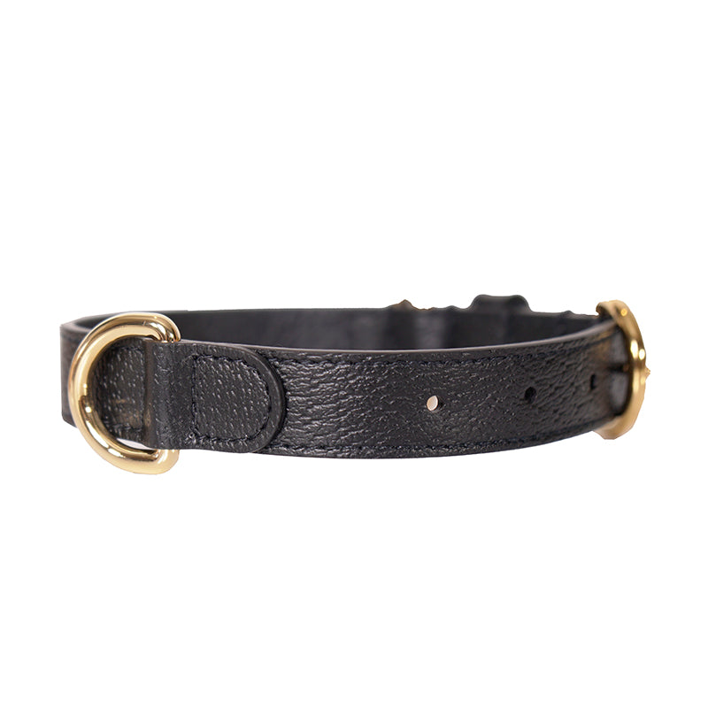 NEW $480 GUCCI Black Demetra Leather GOLD GG Logo PET Cat/Dog 100cm LEASH NIB