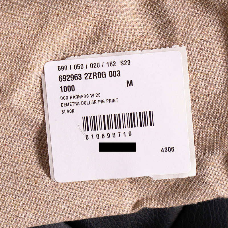 sz M NEW $650 GUCCI Black Demetra Leather-Style Gold Hardware LOGO PET HARNESS