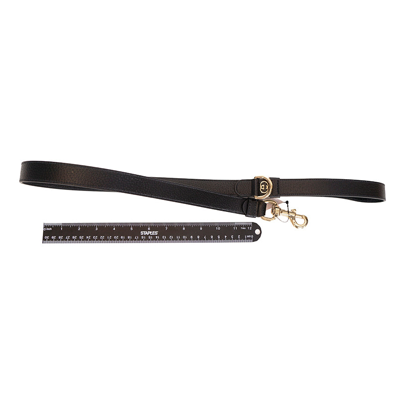 NEW $480 GUCCI Black Demetra Leather GOLD GG Logo PET Cat/Dog 100cm LEASH NIB