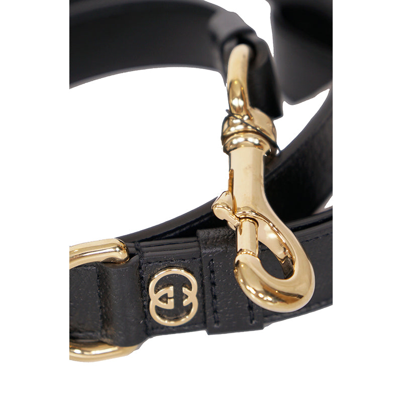 NEW $480 GUCCI Black Demetra Leather GOLD GG Logo PET Cat/Dog 100cm LEASH NIB