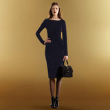 sz S NEW $1,790 GUCCI Vintage 2012 Navy Blue WOOL Stretch KNIT JACQUARD DRESS