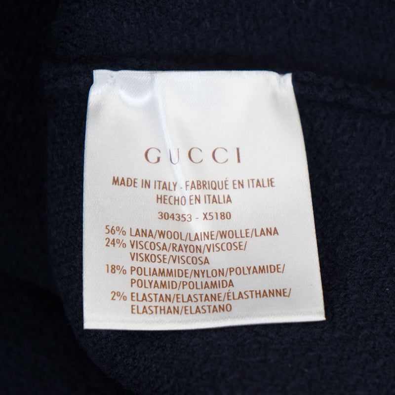 sz S NEW $1,790 GUCCI Vintage 2012 Navy Blue WOOL Stretch KNIT JACQUARD DRESS